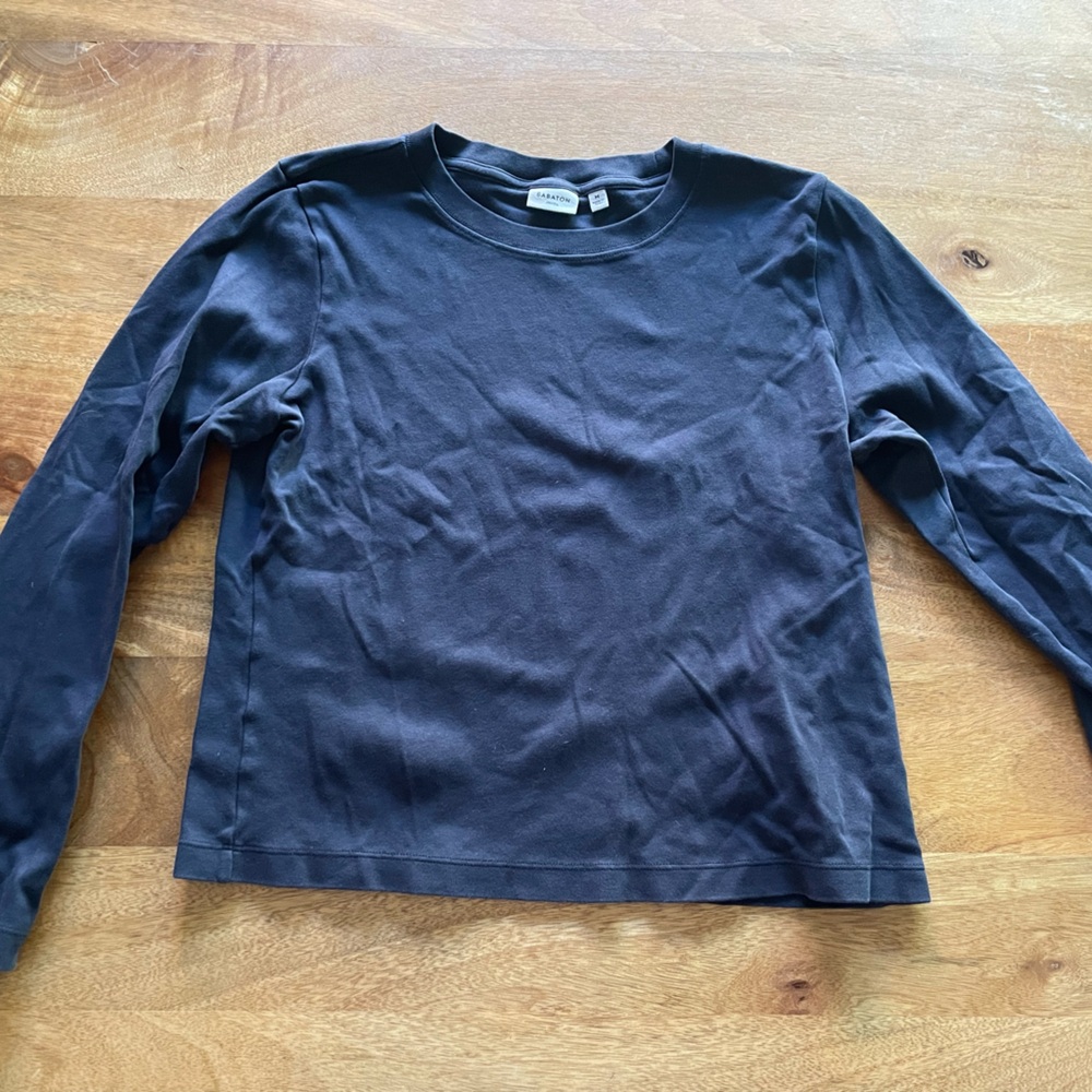 Babaton navy M pima cotton long-sleeve t-shirt